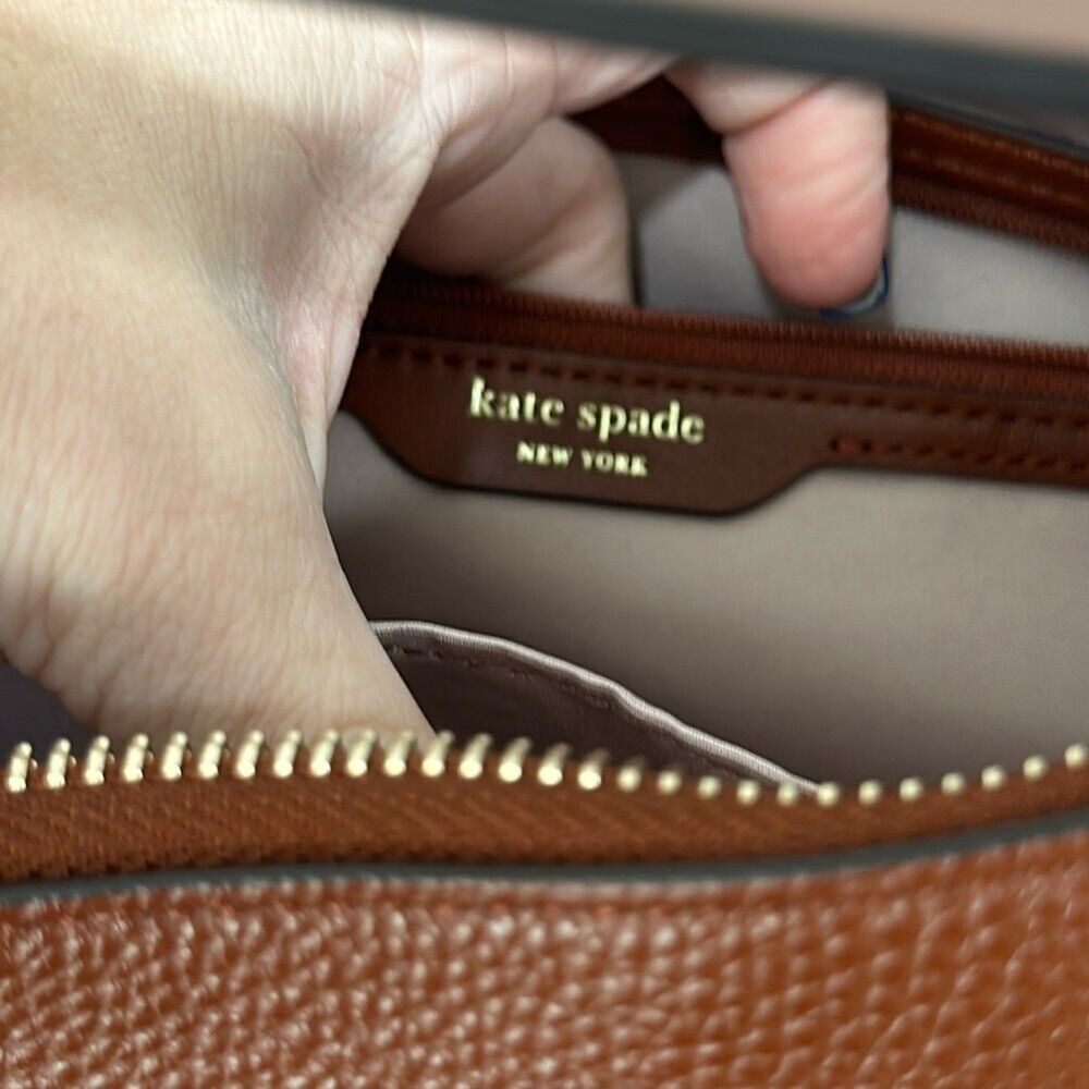 Kate Spade Smile Large Leather Shoulder Bag Purse Camel Tote NWOT Designer - Picture 3 of 11